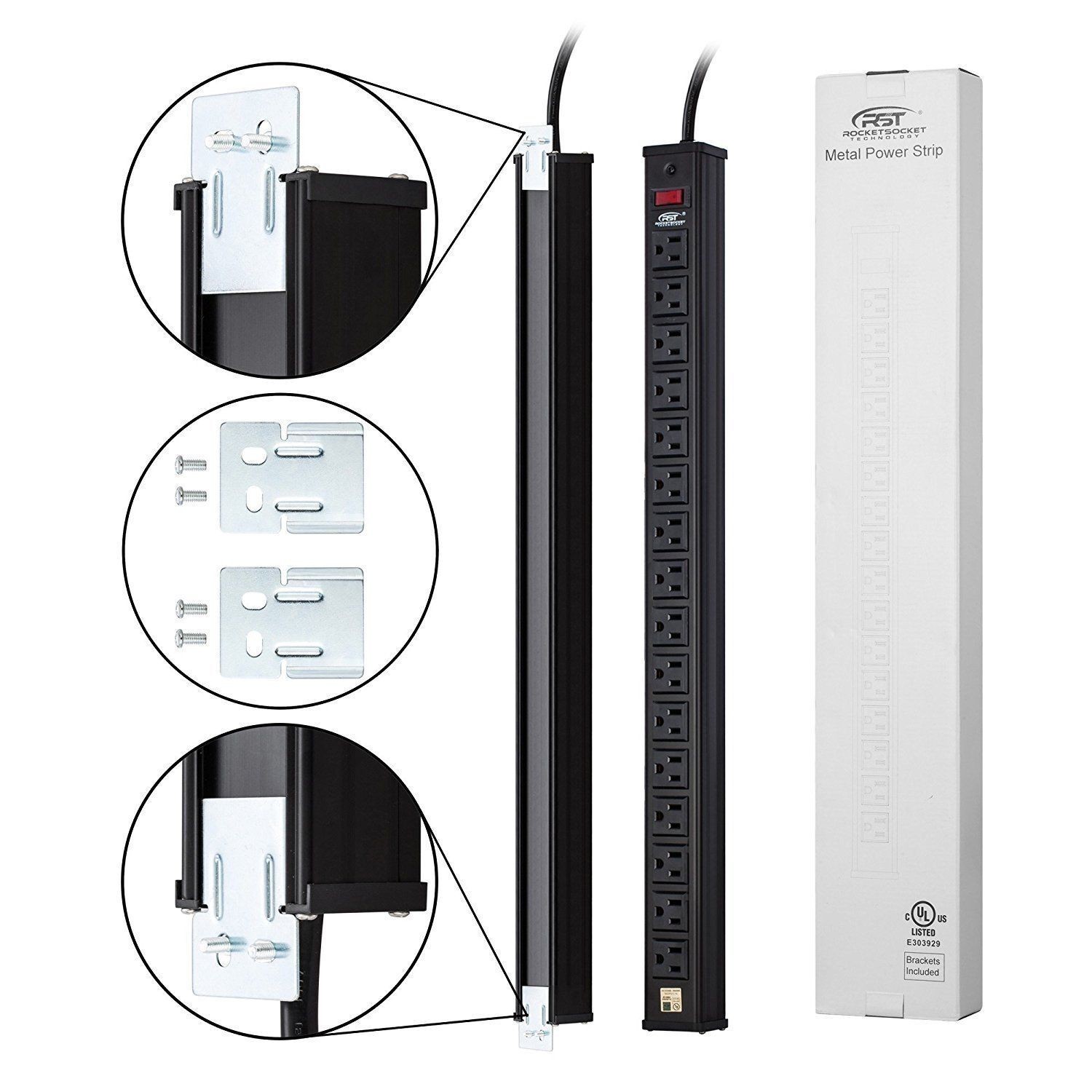 Power Strip Tower Surge Protector Power Strip with USB 12 Outlets with 4 USB Ports (1 USB C), Flat Plug 6.5FT Extension Cord Multi Plug Outlet Extender Overload Protection for Home Office