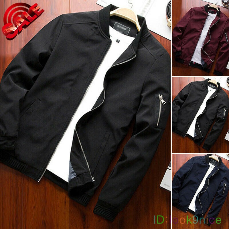 Bomber New Jacket Lightweight Flight Casual Zipper Solid Baseball Men Thin Coat