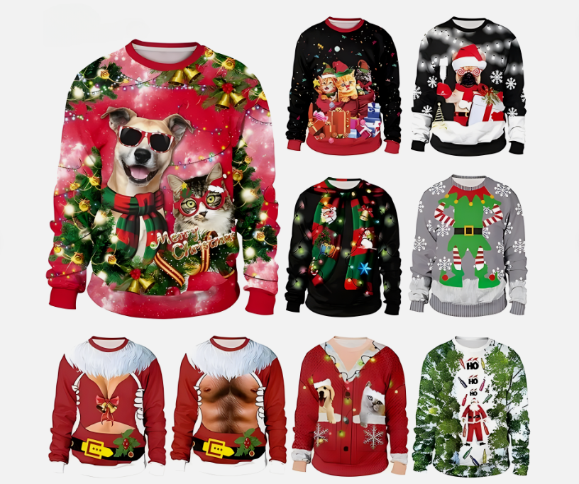 Trendy Unisex Christmas Ugly Sweater Pullover Jumper - Xmas Party Sweatshirt Top